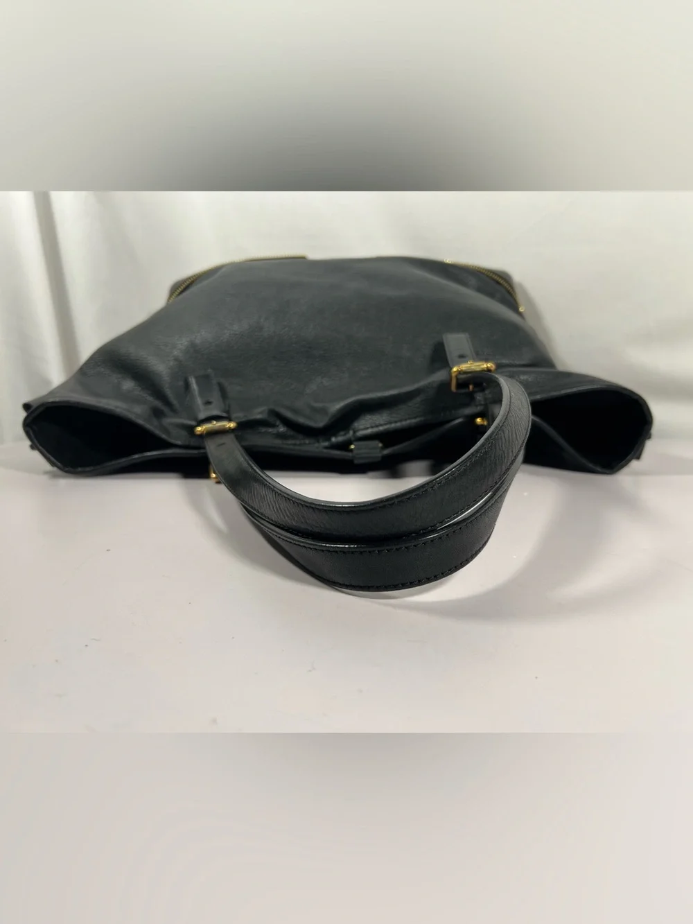 3069: Chloé Black Leather Zip Packable Tote Shoulder Bag
